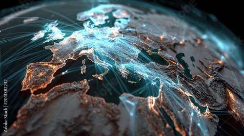 Abstract digital sovereignty visualization with secure national data territories