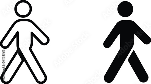 Pedestrian crossing signage black and white line art illustrations
