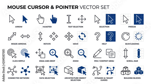 Foto Mouse Cursor & Pointer Vector Set: Icons for UI, UX, Web Design, and Apps