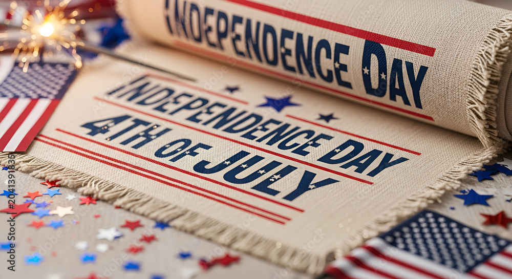 Fototapeta premium Independence Day Celebration, American Flag & Festive Table