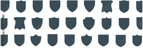Assorted heraldic shield shapes and emblem silhouettes for professional graphic design