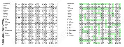 Pet Animals Word Seek Puzzle Sheet Animal Vocabulary Challenge