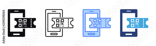 Obraz na płótnie E-Ticket icon sheet multiple style collection