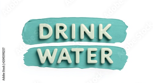 Drink water 3d typography motivation quote for healthy hydration health message