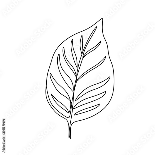 Minimalist Leaf Outline Illustration, Simple Line Art Design