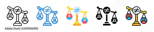 Konstfotografi Inequality multiple style icons set design vector illustration.