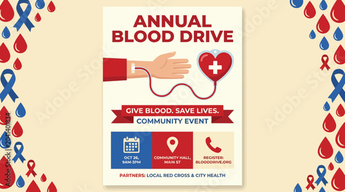 Annual Blood Drive Event Flyer Template Design