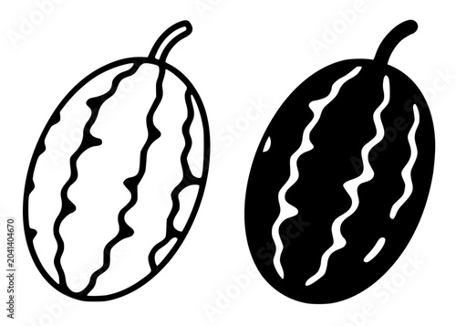 Fotografie Cucamelon illustration, minimalist outline and silhouette icon