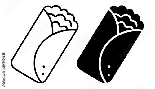 Photos Burrito illustration, minimalist outline and silhouette icon