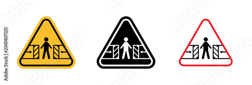 Vászonkép Risk of crushing warning sign in flat style