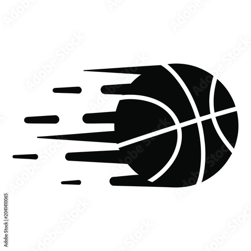 Slika na platnu Black basketball icon with motion lines moving fast to the left side quickly ico