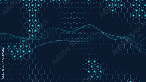 Dynamic and smooth chem-wave network background. This seamless loop uses cyan and cyan aesthetics to create a modern, high-tech, and futuristic atmosphere for any multimedia presentation.