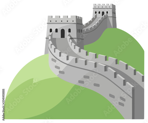 Wall flat vector illustration icon featuring famous ancient fortress landmark for travel branding