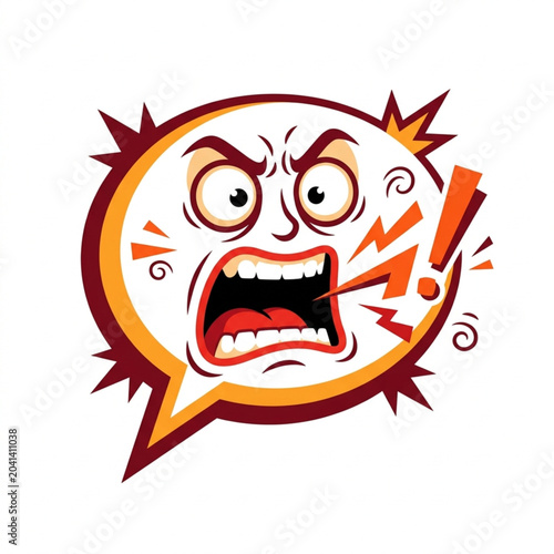 Photos Angry Face Speech Bubble Expressing Rage and Frustration.