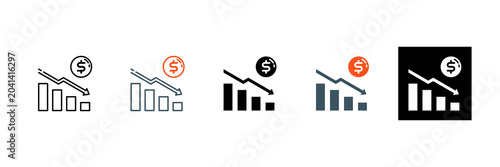 Depreciation Icon Set Multipl...