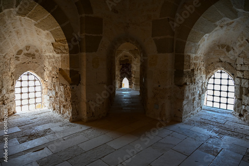 Fotografie Ancient stone shooting windows for weapons on the third floor of Qaitbay Citadel