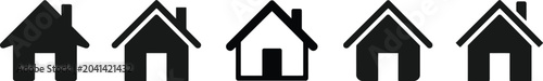 Foto Home house icon collection featuring residential property dwelling symbols vecto