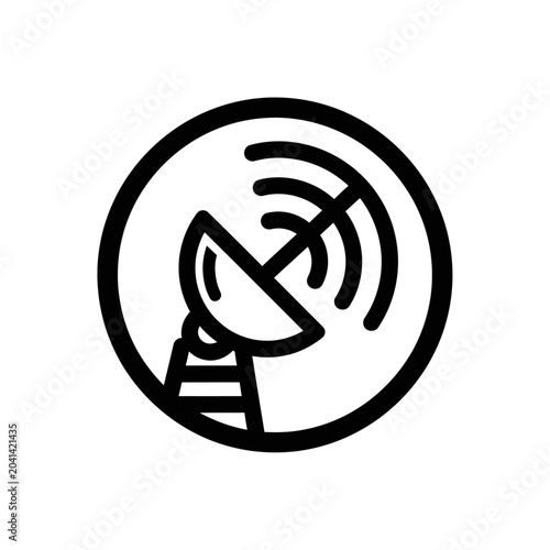 Black and white satellite dish icon.