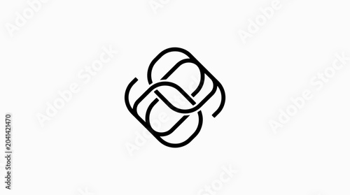 Quadro su tela Black intertwined geometric shapes symbol.