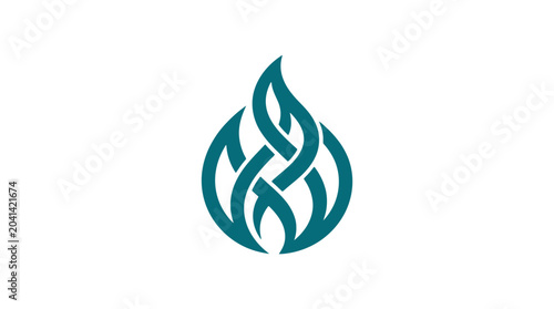 Teal flame logo design element symbol.