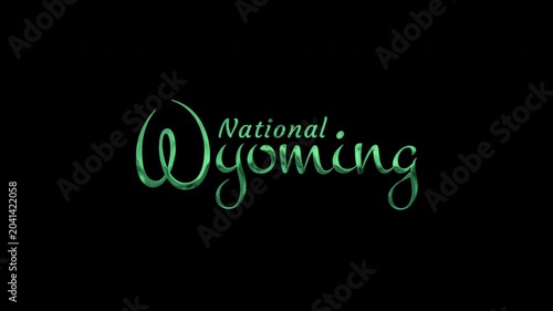 Green national wyoming logo lettering for modern artistic graphic design suitable for social media, websites, branding, presentations, and print materials.