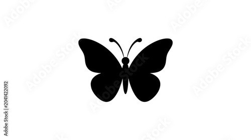 Black Butterfly Silhouette Wings Spread Wide.