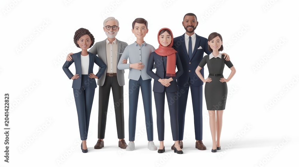 Obraz premium Diverse group of business professionals standing together confidently