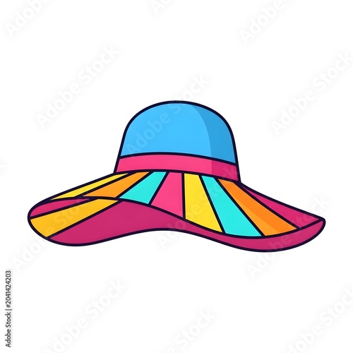 Colorful summer sun hat with wide brim