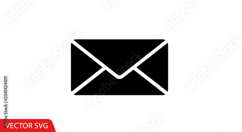 Quadro em tela Black Envelope Icon Vector Graphic.