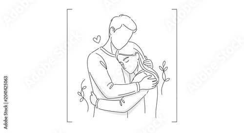 Embracing Couple Surrounded by Nature's Beauty