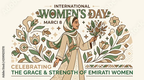 Emirati Woman Celebrating International Women's Day
