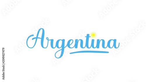 Argentina argentinian soccer handwriting Animated with a sun icon national flag background, perfect for sports or cultural design projects celebrating victory argentine pride and passion