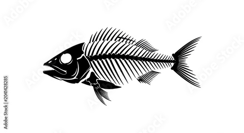 Bild auf Leinwand Fish skeleton side view illustration 1.