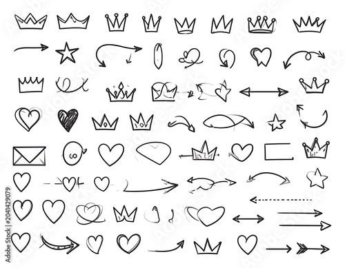 Doodle Crowns  Arrows.
