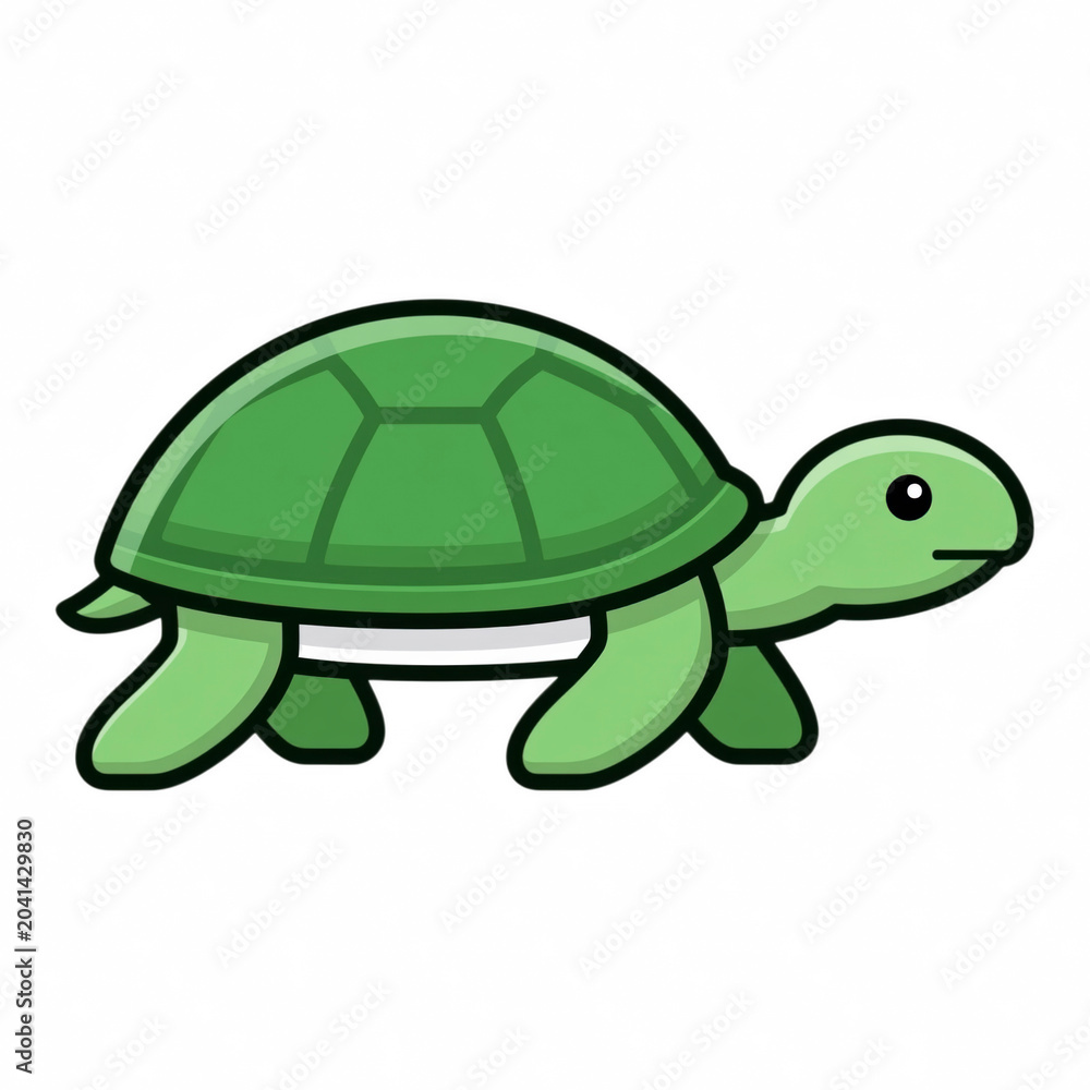 Obraz premium Cute Green Reptile Animal with Shell on Black Background Cartoon Style