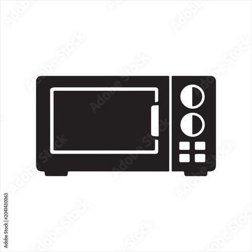 Photos Microwave Oven Icon, Black Kitchen Appliance Silhouette Isolated on White Backgr