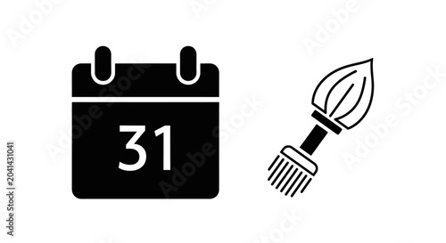 Calendar Date 31 and Paint Brush Icon - Planning and Creativity Concept