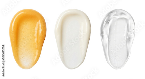 Cosmetic liquid texture smudges set  isolated on transparent background