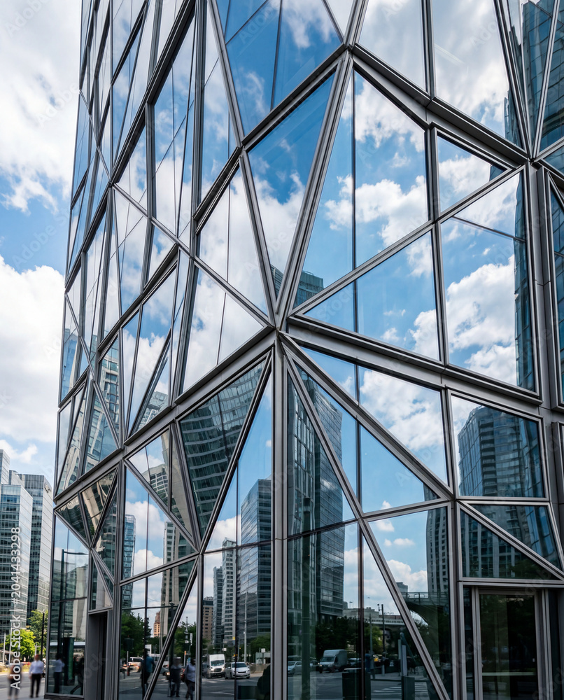 Obraz premium Modern Office Building Glass Exterior Architecture Detail