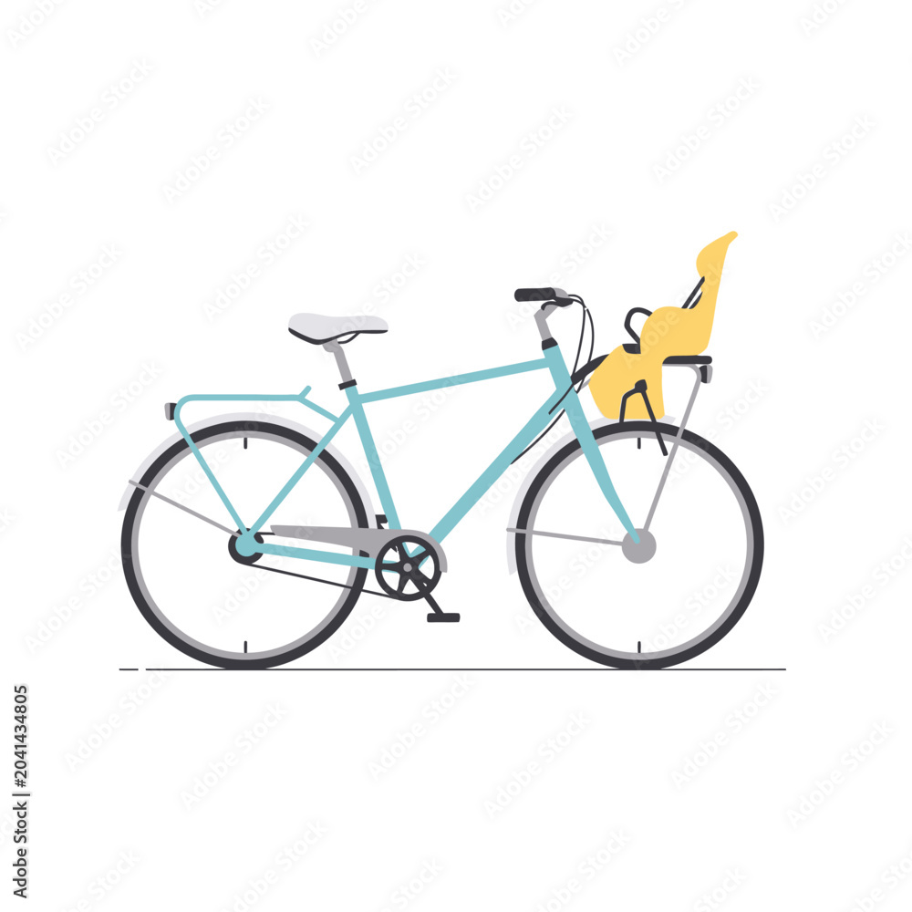 Fototapeta premium Baby Bike Seat Bicycle Transportation Vector Illustration