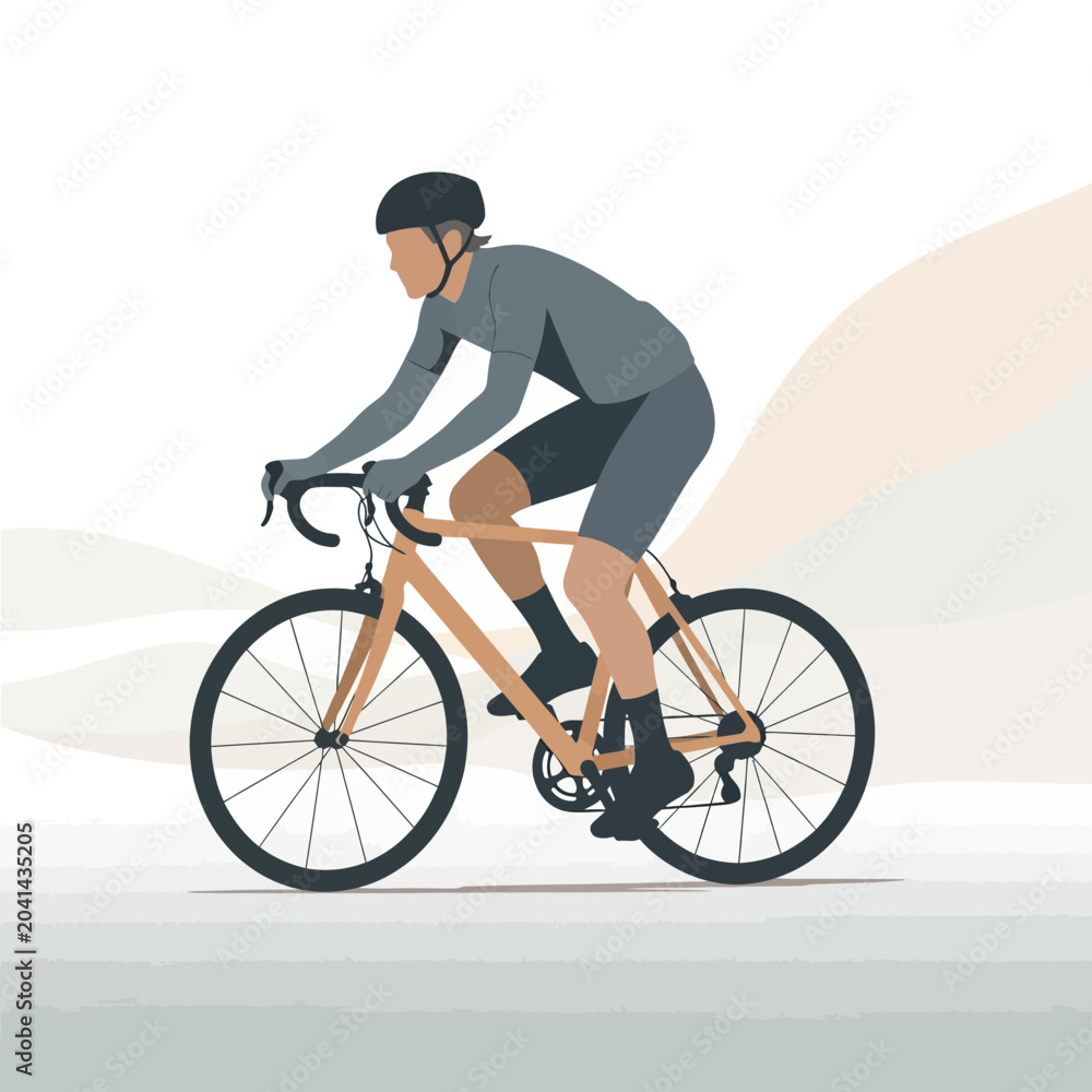 Naklejka premium Cyclist riding bike on minimal abstract background