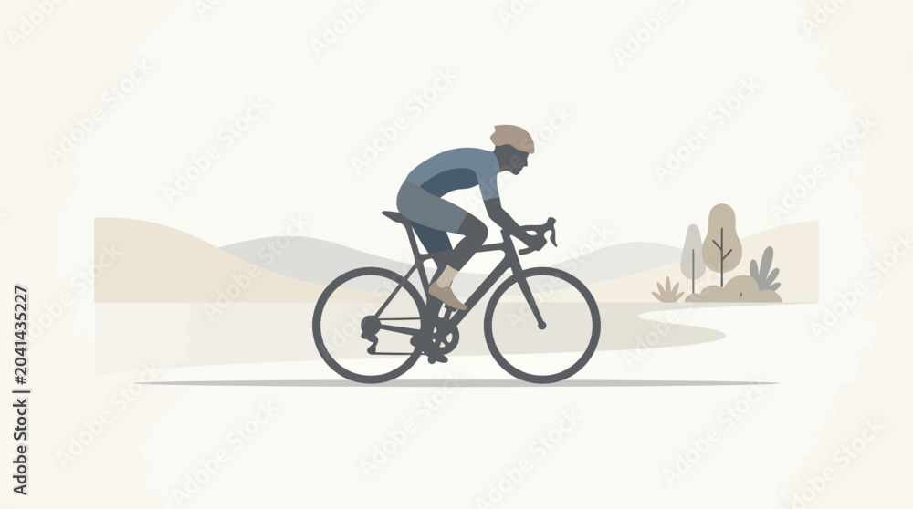 Fototapeta premium Cyclist riding bike on outdoor trail illustration