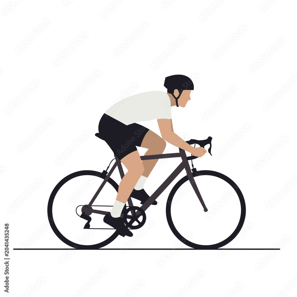 Naklejka premium Cyclist riding bike on white background, sport illustration