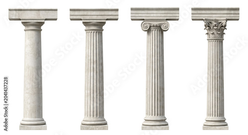 Tableau sur toile Classic architectural stone columns with lintel crossbeams, isolated on transpar