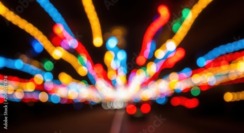 Abstract colorful bokeh lights at night