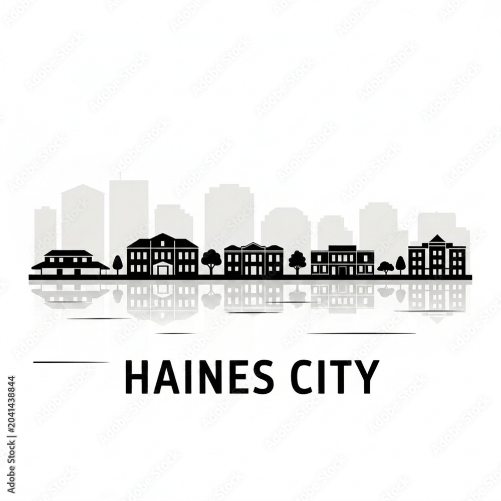 Fototapeta premium Haines City Skyline Silhouette — A Lakeside Central Florida City Vector Illustration