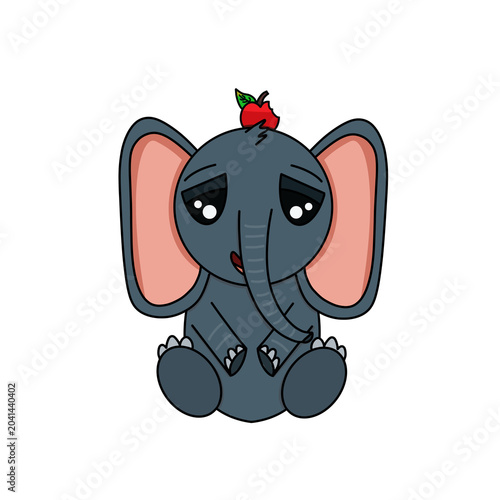elephant with an apple on its head