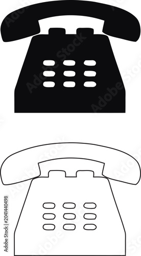 Vintage Telephone Silhouette and Outline Icon Set Collection