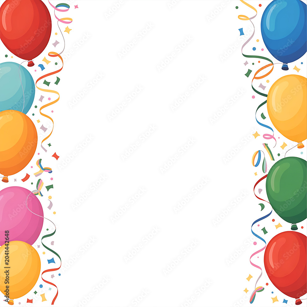 Obraz premium Celebratory balloon border with confetti ideal for party invitations and event announcements