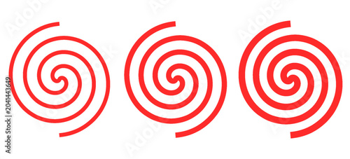 Foto Equally spaced red spiral line pack, editable stroke path vector illustration ep